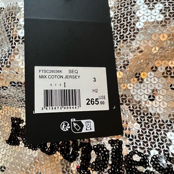 THE KOOPLES Silver sequined t-shirt, Size Large NWT short sleeve crew neck - Picture 9 of 14